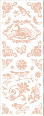 Reddy Cards Rubbel  Glitter-Transfer Blumen & Vögel, rosa