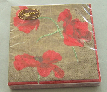 Caspari Lunch Serviette pro Stück Dancing Poppies Brown