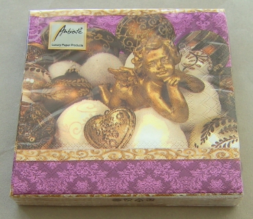 Ambiente Lunch Serviette 33 x 33 cm pro Stück Smiling Angel Aubergine