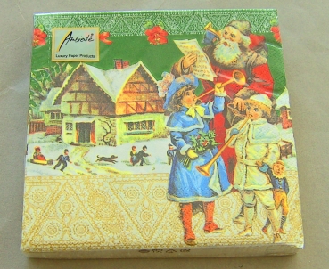 Ambiente Lunch Serviette 33 x 33 cm pro Stück Singing Santa Green