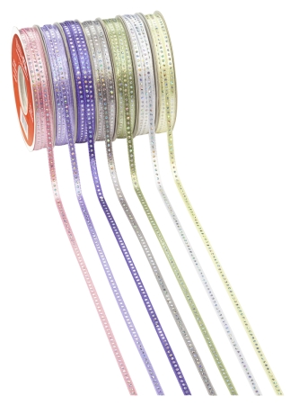 Band Punkte irisierend 6 mm pro Meter pflaume