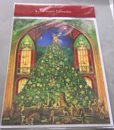 Caspari Adventskalender Karte "Creche under Tree"