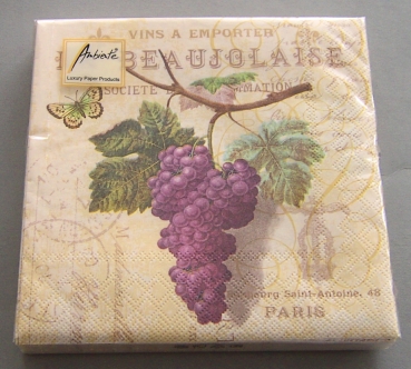 Ambiente Lunch Serviette 33 x 33 cm pro Stück Purple Grapes Cream