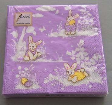Ambiente Lunch Serviette 33 x 33 cm pro Stück Happy Bunnies lila