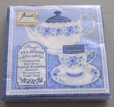 Ambiente Lunch Serviette 33 x 33 cm pro Stück Tea Time Blue