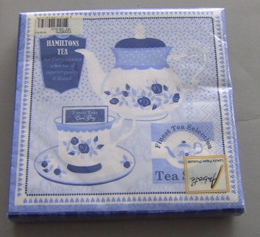 Preview: Ambiente Lunch Serviette 33 x 33 cm pro Stück Tea Time Blue