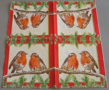 Ambiente Cocktail Serviette 25 x 25 cm pro Stück Robins Red