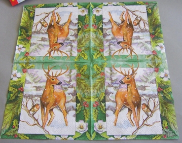 Ambiente Lunch Serviette 33 x 33 cm pro Stück Winter Forest Green