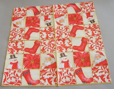 Ambiente Lunch Serviette 33 x 33 cm pro Stück X-Mas Square cream
