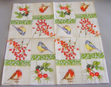 Ambiente Lunch Serviette 33 x 33 cm pro Stück Birds Berries