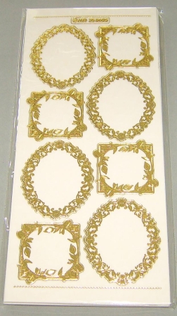 MD Sticker transparent Rahmen, Blumen gold