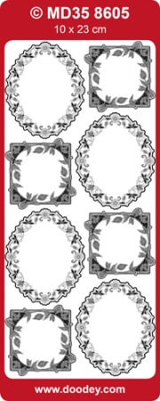 Preview: MD Sticker transparent Rahmen, Blumen gold