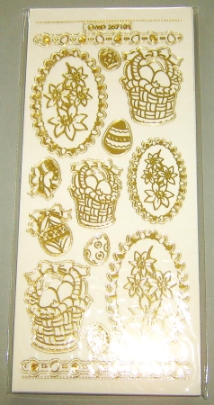 MD Sticker transparent Ostereier und Blumen gold