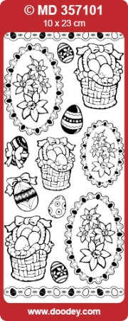 Preview: MD Sticker transparent Ostereier und Blumen gold