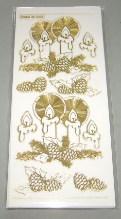 MD Sticker transparent 3D Weihnachtskerze gold