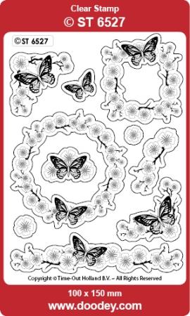 Preview: Silikonstempel 10 Teile Schmetterlinge und Bordüren