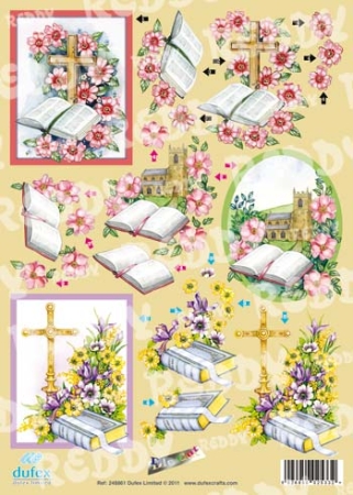 Reddy Cards Dufex 3 D Stanzbogen Bibel mit Blumen