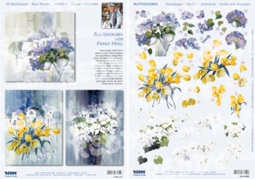 3D Stanzbogenset Franz Heigl Hortensien, Tulpen, Hibiskus