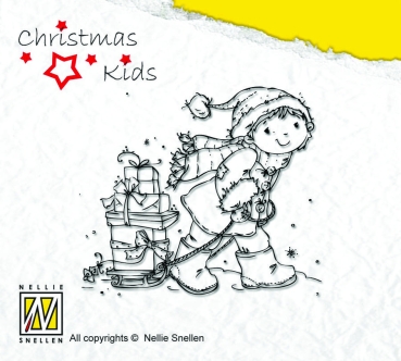 Clear Stamp Nellie's Choice Weihnachten Kids Helping Santa