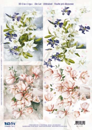 3D Stanzbogen Blumen, Lilien und Magnolien