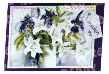 Preview: 3D Stanzbogen Blumen, Lilien und Magnolien