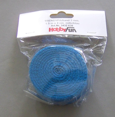 Hobbyfun Filzband 1,5 m x 4 cm x 3 mm mittelblau