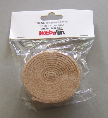 Hobbyfun Filzband 1,5 m x 4 cm x 3 mm natur