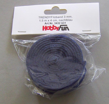 Hobbyfun Filzband 1,5 m x 4 cm x 3 mm nachtblau