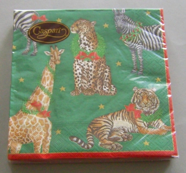 Caspari Lunch Serviette pro Stück Wild Christmas green