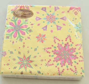 Caspari Lunch Serviette pro Stück Jeweled Snowflakes Gold