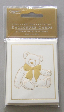 Caspari Minikarte geprägt mit Umschlag Set mit 4 Stück Teddy Bear Embossed