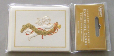 Caspari Minikarte geprägt mit Umschlag Set mit 4 Stück Cherub Embossed