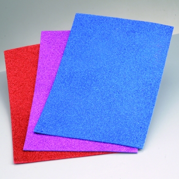 Preview: Moosgummiplatte Glitter 200 x 300 x 2 mm rot