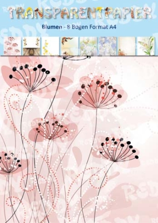 Reddy Cards Transparentpapier A4, farbig bedruckt, Blumen