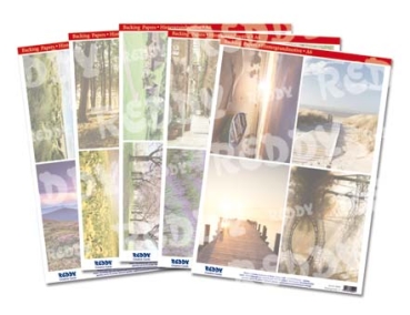 Preview: Reddy Cards Hintergrundpapier Landschaften II für A6 Karten