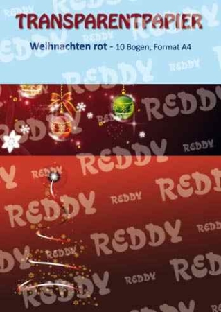 Reddy Cards Transparentpapier A4 bedruckt pro Bogen Weihnachten rot