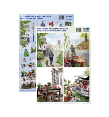 Reddy Cards  3D Stanzbogen Set Männerkarten Angler Spaziergänger, Garten, Camping