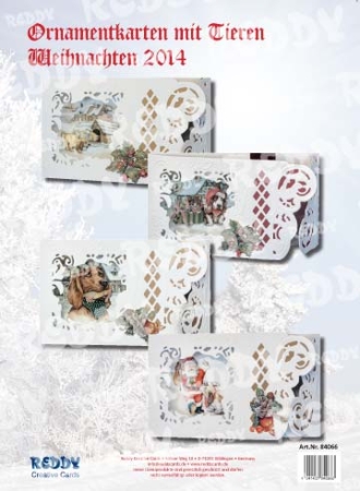 Reddy Cards Bastelset für 4 Ornamentkarten Weihnachten mit Tieren