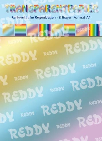 Reddy Cards Transparentpapier A4, farbig bedruckt, Farbverläufe / Regenbogen