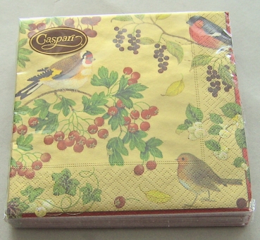 Caspari Cocktail Serviette pro Stück Winter Birds Gold