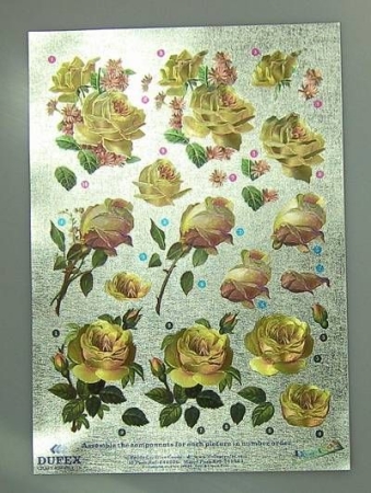 Dufex 3 D Stanzbogen - Bogen, Gelbe Rosen