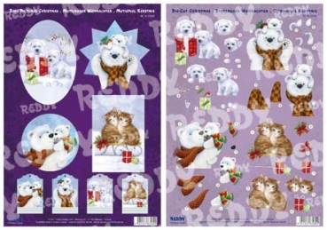 Reddy 3D Stanzbogen-Set Eisbären, Hund und Katze im Schnee