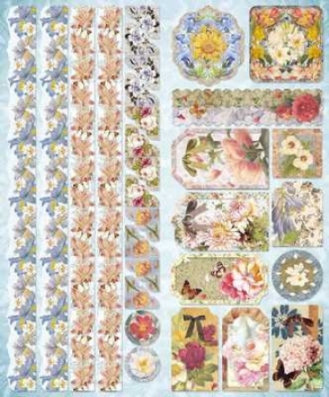 Preview: Le Suh Geprägte Sticker Blumen mit Bordüren II