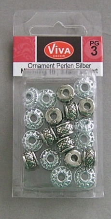 VIVA Decor Ornament Perlen 20 Rondelle silber