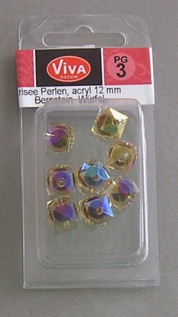 VIVA Decor Irisée Perlen acryl 12 mm Würfel Bernstein