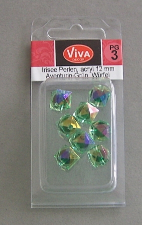 VIVA Decor Irisée Perlen acryl 12 mm Würfel Aventurin-Grün