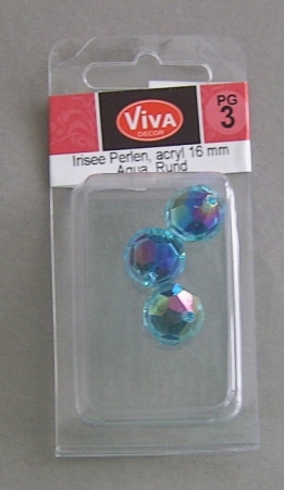 VIVA Decor Irisée Perlen acryl 16 mm rund Aqua