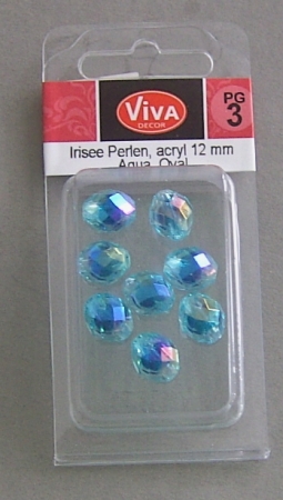 VIVA Decor Irisée Perlen acryl 12 mm Oval, Aqua