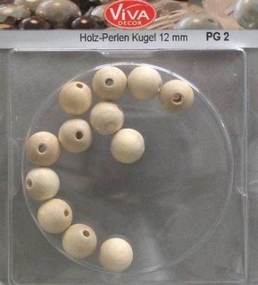 VIVA Decor Holzperlen Kugel 12 mm 12 Stück