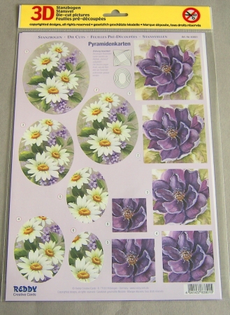 Stanzbogen für Pyramidentechnik Blumen lila-violett 2 Stück